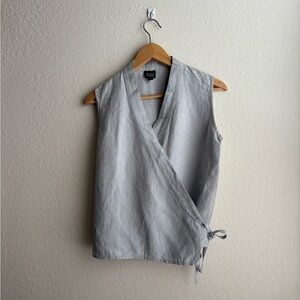 Eileen Fisher Linen/Silk Wrap Kimono Sleeveless Top